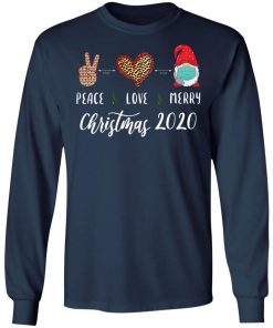 Peace love Merry Christmas 2020 quarantine gnome mask Shirt, Long Sleeve