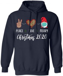 Peace love Merry Christmas 2020 quarantine gnome mask Shirt, Long Sleeve