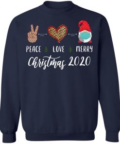 Peace love Merry Christmas 2020 quarantine gnome mask Shirt, Long Sleeve