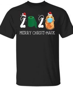 Merry Christ-Mask Santa Golden Retriever Wearing Mask Shirt