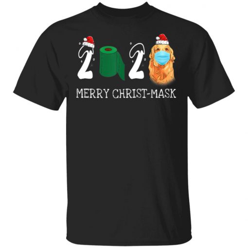 Merry Christ-Mask Santa Golden Retriever Wearing Mask Shirt