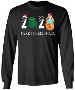 Merry Christ-Mask Santa Golden Retriever Wearing Mask Shirt