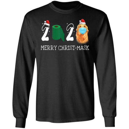 Merry Christ-Mask Santa Golden Retriever Wearing Mask Shirt