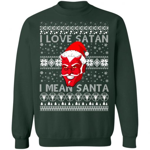 I Love Satan I Mean Santa Evil Devil Ugly Christmas Sweater