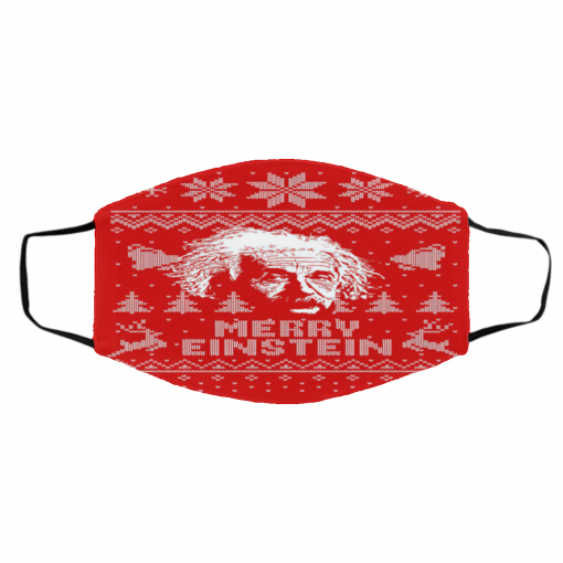 Albert Einstein Merry Einstein Ugly Christmas Face Mask