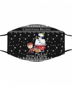 Snoopy Christmas Begins With Christ Ugly Christmas Face Mask