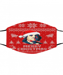 Benjamin Franklin Merry Ugly Christmas face mask