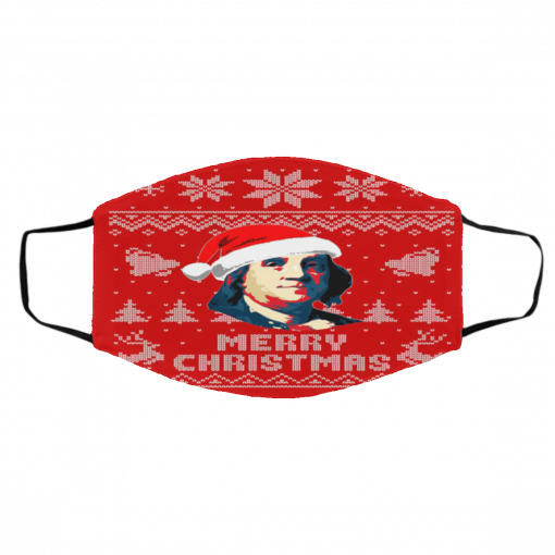 Benjamin Franklin Merry Ugly Christmas face mask