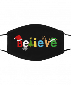 Believe Santa Snowflake Ugly Christmas Tree Reindeer Elf face mask