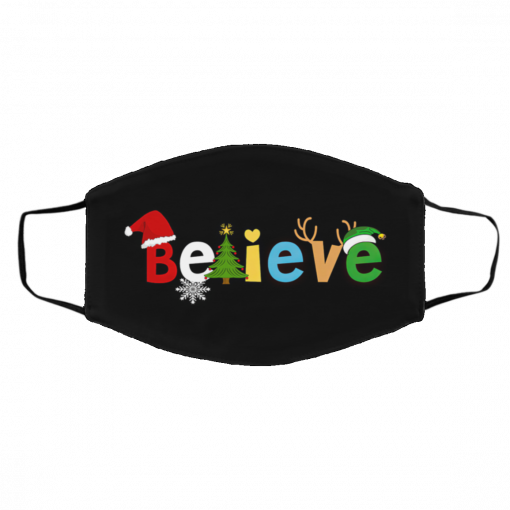 Believe Santa Snowflake Ugly Christmas Tree Reindeer Elf face mask