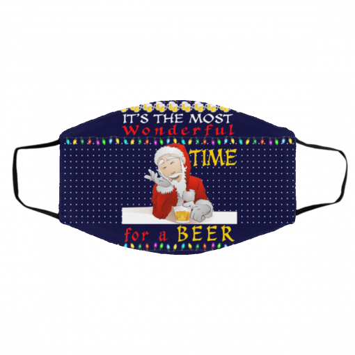 It's The Most Wonderful Time For A Beer Ugly Christmas Face Mask