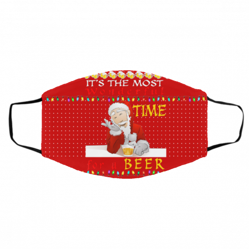 It's The Most Wonderful Time For A Beer Ugly Christmas Face Mask