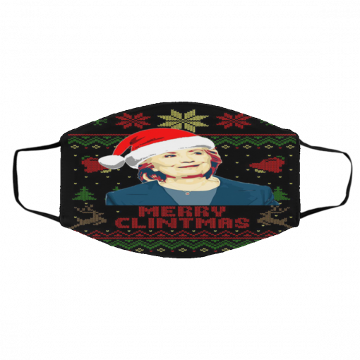 Merry Clintmas Hillary Clinton Ugly Christmas face mask