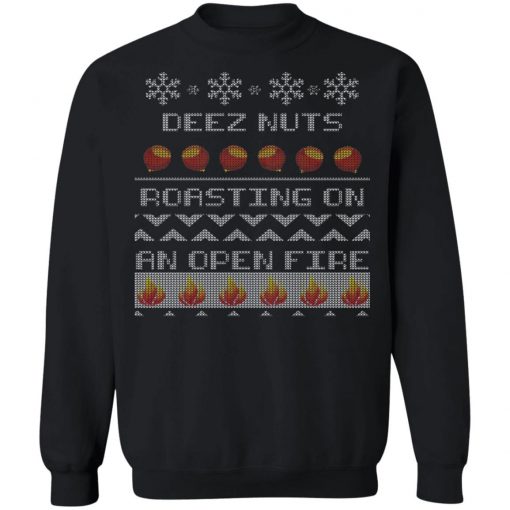 Deez Nuts Roasting On An Open Fire Ugly X-Mas Ugly Christmas Sweater