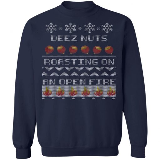 Deez Nuts Roasting On An Open Fire Ugly X-Mas Ugly Christmas Sweater