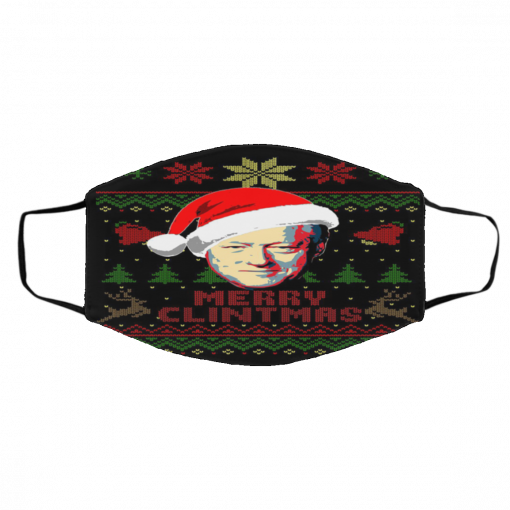 Merry Clintmas Bill Clinton Ugly Christmas face mask