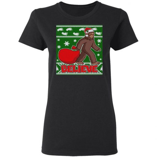 Believe In Santa Bigfoot Ugly Christmas Sweater