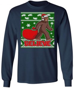 Believe In Santa Bigfoot Ugly Christmas Sweater