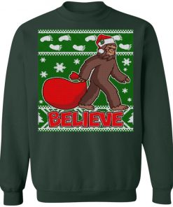 Believe In Santa Bigfoot Ugly Christmas Sweater