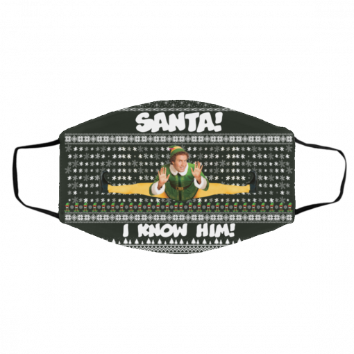 Santa I Know Him Buddy Elf Ugly Christmas Face Mask