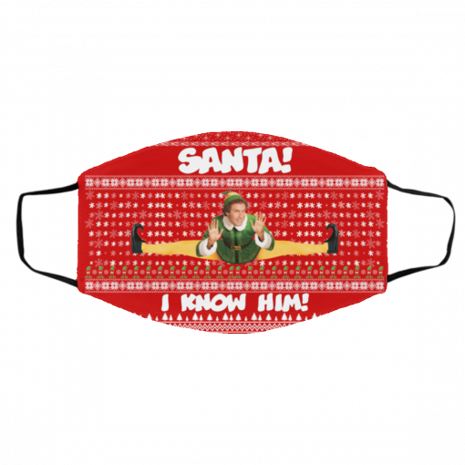 Santa I Know Him Buddy Elf Ugly Christmas Face Mask