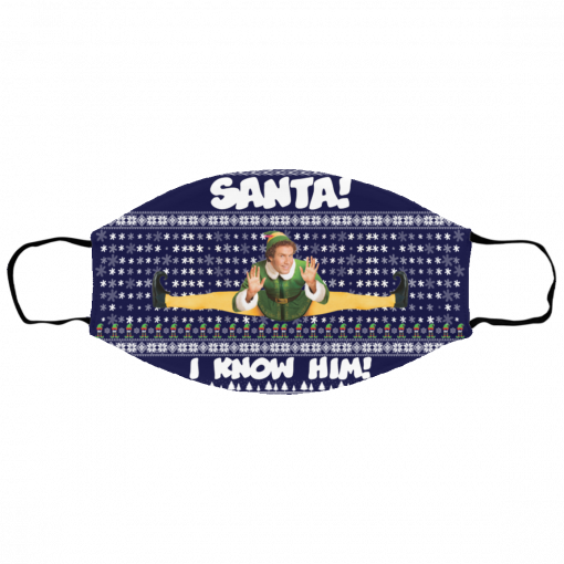 Santa I Know Him Buddy Elf Ugly Christmas Face Mask