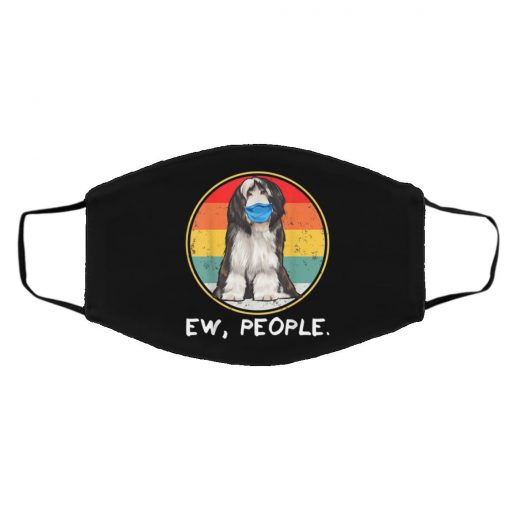 Ew People Bearded Collie Dog Wearing Face Mask