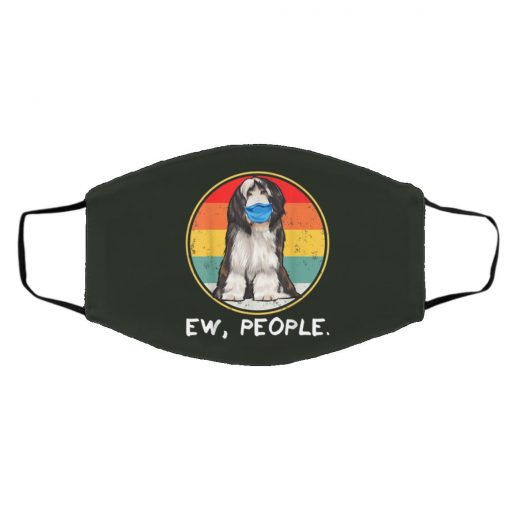 Ew People Bearded Collie Dog Wearing Face Mask