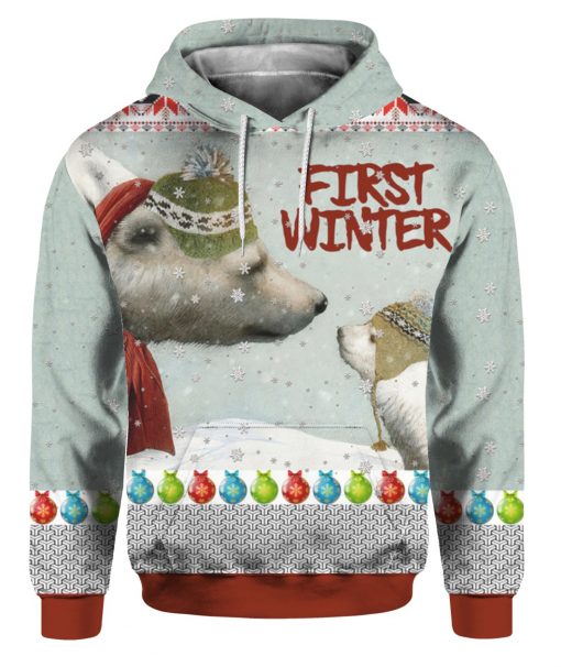 First Winter Polar Bears 3D Ugly Christmas Sweater Hoodie