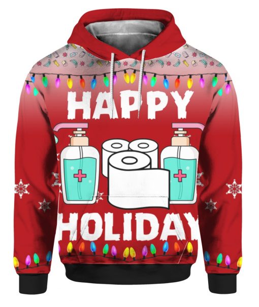 Happy Holidays Toilet Paper Hand Sanitizer 3D Ugly Christmas Sweater Hoodie