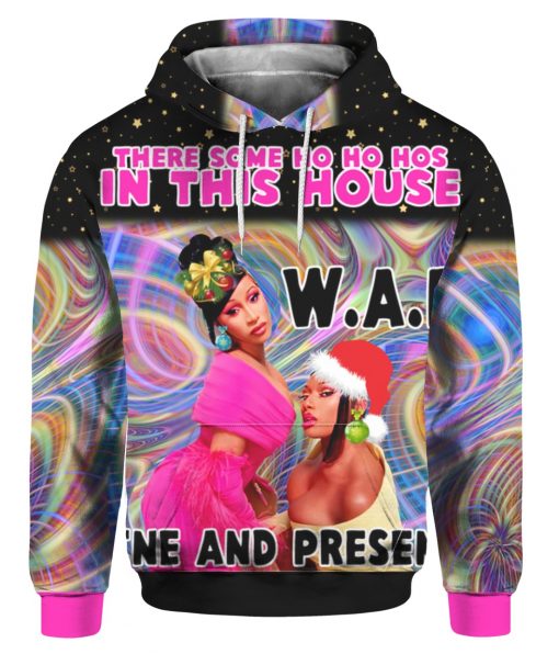 There Some Ho Ho Hos In This House Wap Wine And Presents 3D Ugly Christmas Sweater Hoodie