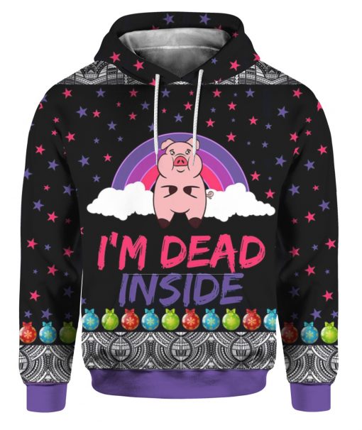 Pig I'm Dead Inside Christmas 3D Ugly Sweater Hoodie