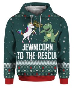 Jewnicorn To The Rescue 3D Ugly Christmas Sweater Hoodie