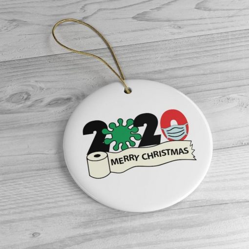 2020 Merry Christmas COVID Themed Circle Ornament