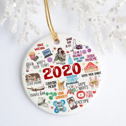 2020 Pandemic Quarantine Christmas Flat Holiday Circle Ornament Keepsake