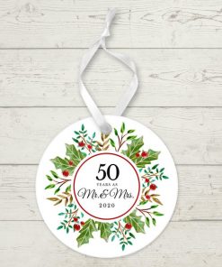 50 Years as Mr. and Mrs. Ceramic Round Ornament