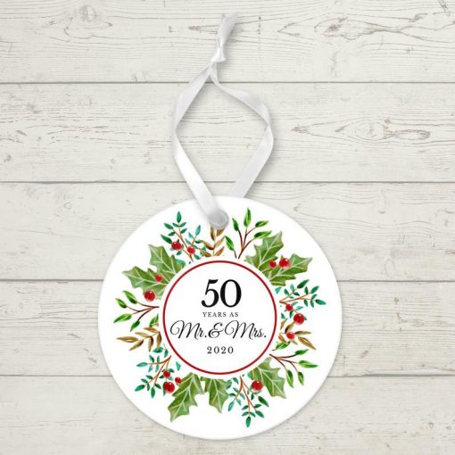 50 Years as Mr. and Mrs. Ceramic Round Ornament