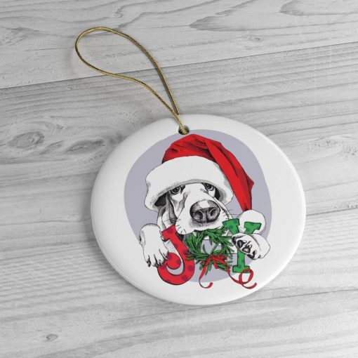 Basset Hound Christmas Circle Ornament