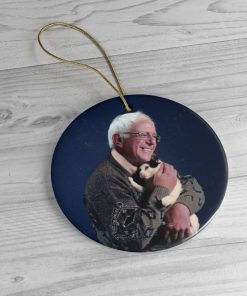 Bernie Sanders Christmas Decoration Bernie Holding Cat Ornament