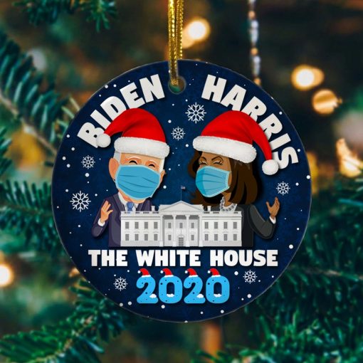 Biden Harris In The White House Joe Biden For President Anti Trump 2020 Flat Holiday Circle Ornament Keepsake