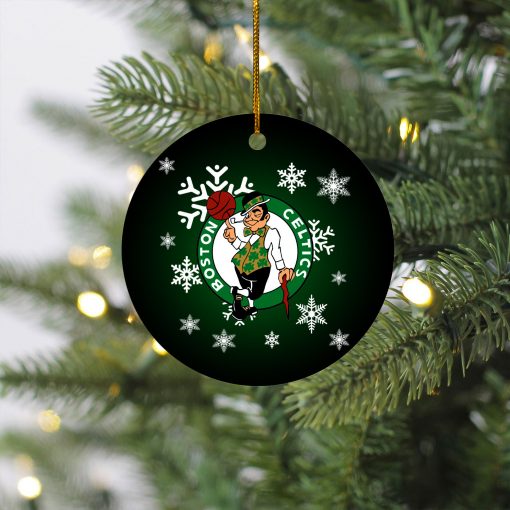 Boston Celtics Merry Christmas Circle Ornament