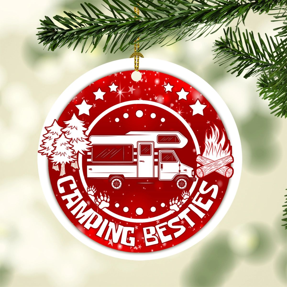 Camping Bestie Circle Christmas Ornament Keepsake – Camping Christmas