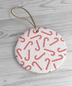 Candy Cane Christmas Circle Ornament