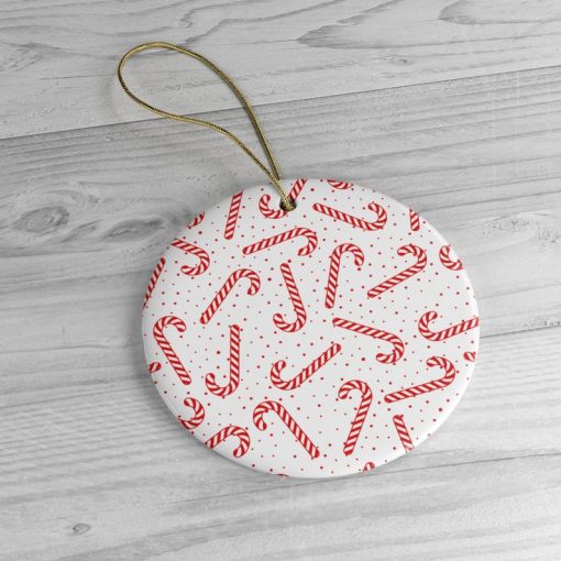 Candy Cane Christmas Circle Ornament