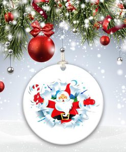 Santa, Reindeer, Pine, Jingle Bells, Jingle Bells Christmas Ornament