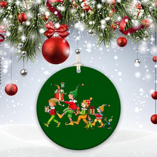 Santa, Reindeer, Pine, Jingle Bells, Jingle Bells, The Elf Christmas Ornament