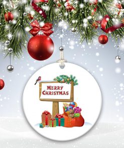 Santa, Reindeer, pine, Jingle Bells, Jingle Bells, We wish you a Merry Christmas Ornament