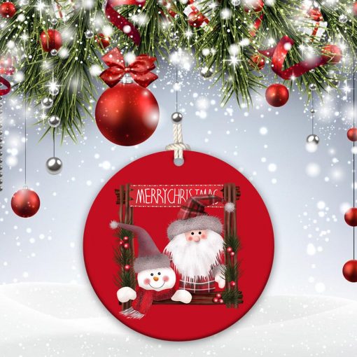 Santa, Reindeer, Pine, Merry christmas Christmas Ornament 