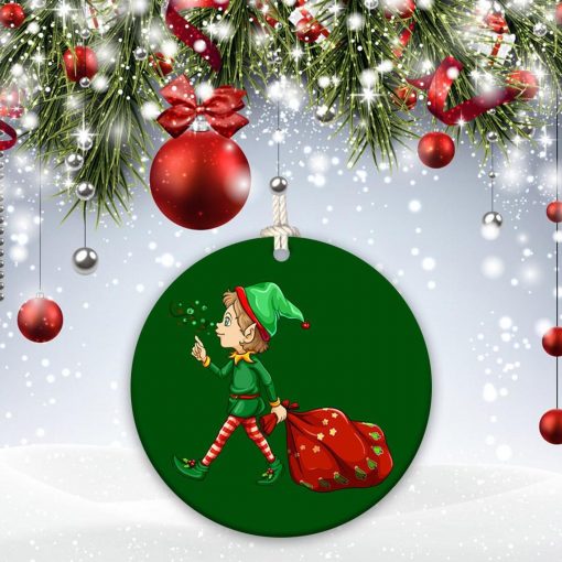 The Elf Pine, Jingle Bells, Jingle Bells, We wish you a Merry Christmas Ornament 