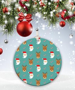 Santa, Reindeer, pine, Santa Claus is Coming to Town Christmas Ornament